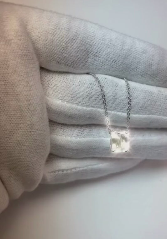 1 Karat Smaragd-Diamant-Damen-Halskettenanhänger aus echtem 14-karätigem Weißgold