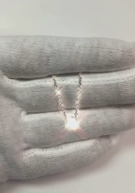 Echt Funkelnde Diamant-Anhänger-Halskette 0,50 Karat Lünette Set WG 14K Neu