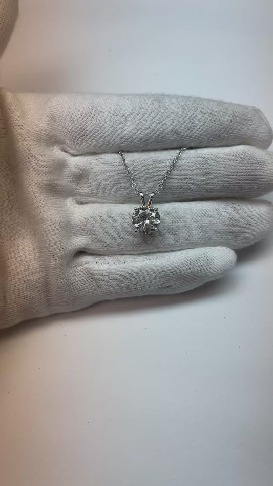 Großer Rundschliff-Echt Aus der Erde Abgebauter Natürlicher Diamant-Halsketten-Anhänger 3,5 Karat Weißgold 14K