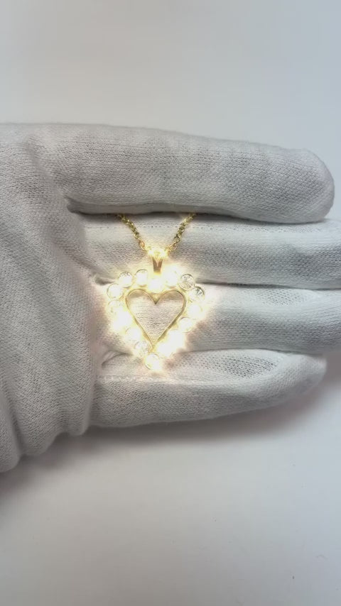 Herz Anhänger Halskette 4 Karat Funkelnde Echt Rund Schliff Aus der Erde Abgebauter Natürlicher Diamanten