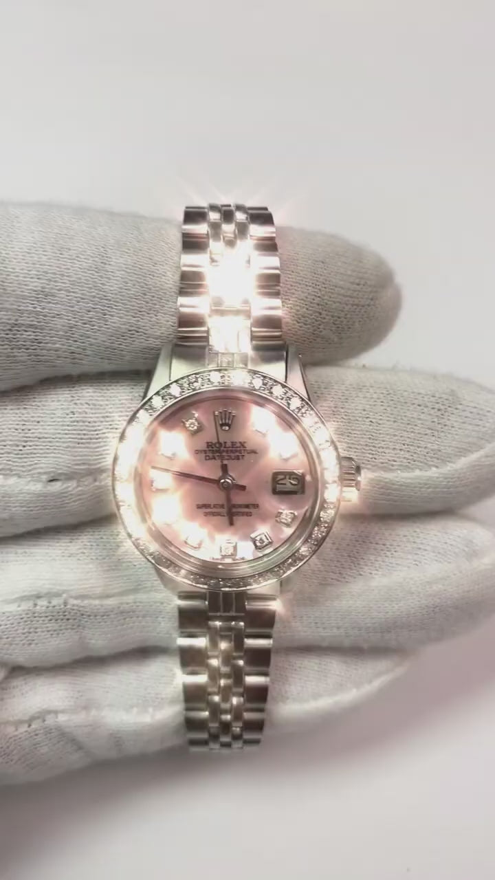  Rosa Mop Diamant Zifferblatt Datejust Damenuhr Rolex