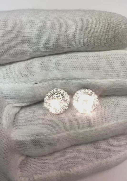 FunkelndFunkelnd Runden Echt DiamantHalo Stud Earrings 3.50 Carat White Gold 14K