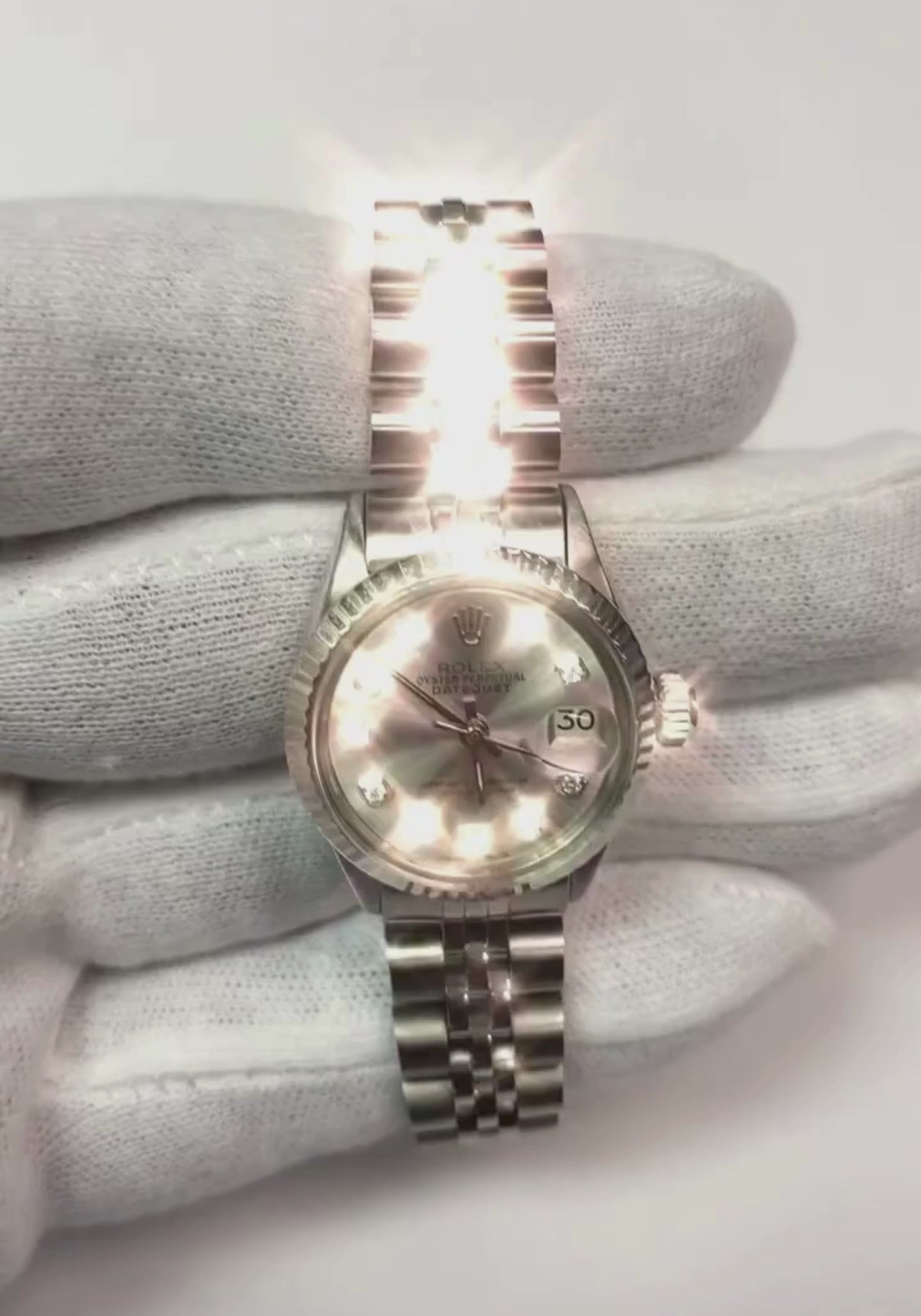 Lünette Silber Diamant Zifferblatt Rolex Datejust Damenuhr Edelstahl Armband1