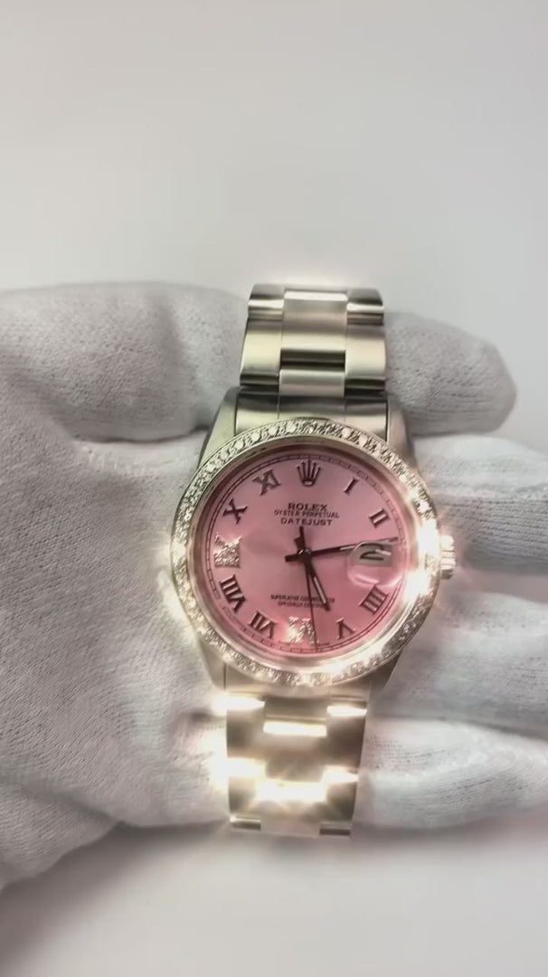 rosa römischem Zifferblatt Armband Rolex