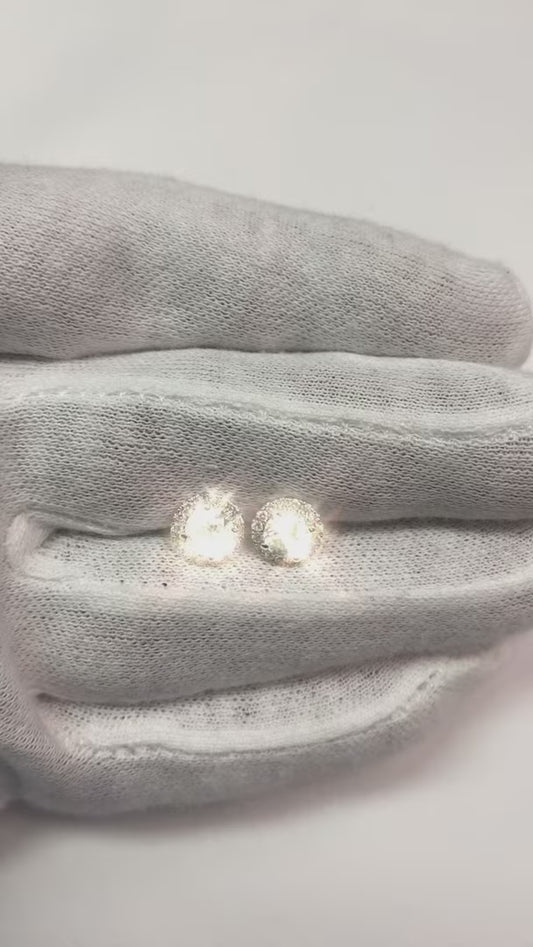 Runde Halo Echt Aus der Erde Abgebauter Natürlicher Diamant Ohrstecker 1,90 Karat Weißgold 14K