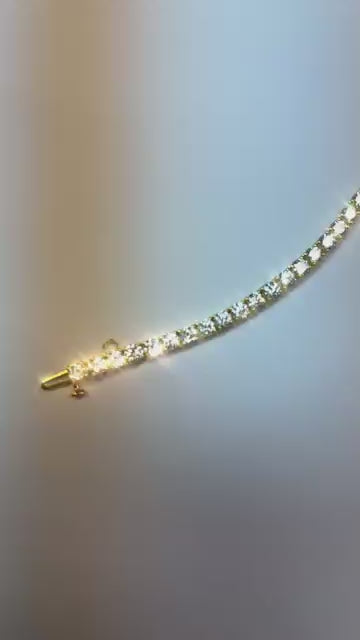 Tennisarmband mit runden Echt Aus der Erde Abgebauter Natürlicher Diamanten aus Gelbgold 12 Karat 14K