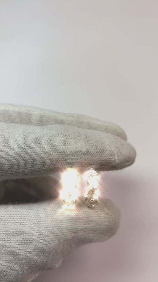 Drei Steine Damen Creolen 3 Kt Aus der Erde Abgebauter Natürlicher Diamanten im Rundschliff Weißgold 14K
