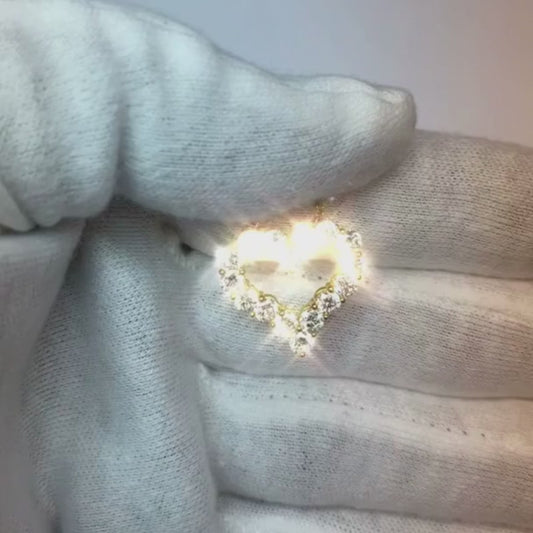 Natürlicher 1,60-ct-runder Diamant-Halskettenanhänger im Herz-Stil aus 14-karätigem Weißgold