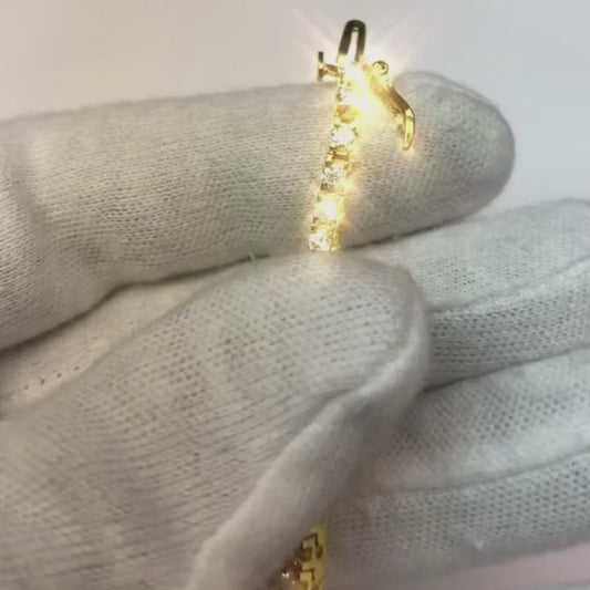 Kleines, rundes 3,50-Karat-Diamant-Tennisarmband aus echtem 14-karätigem Gelbgold