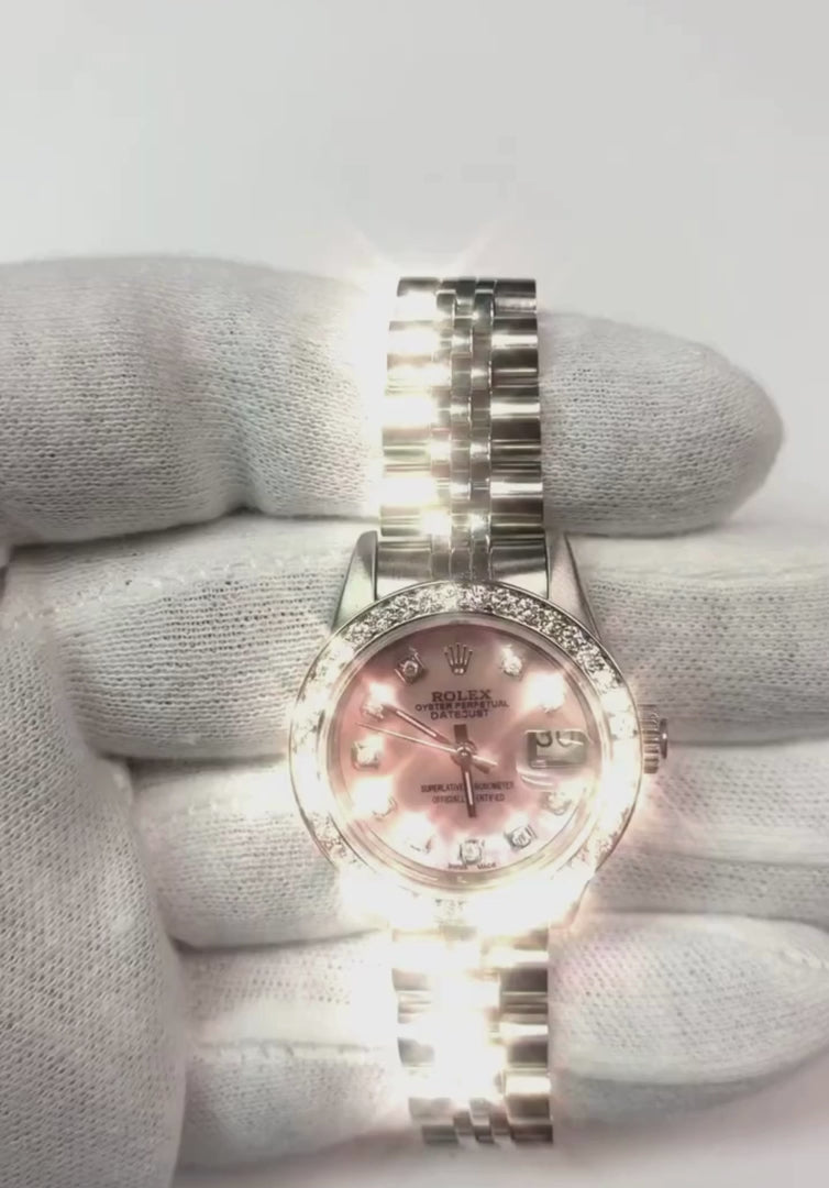 Rolex Datejust Uhr Perlmutt Zifferblatt Diamant Lünette SS