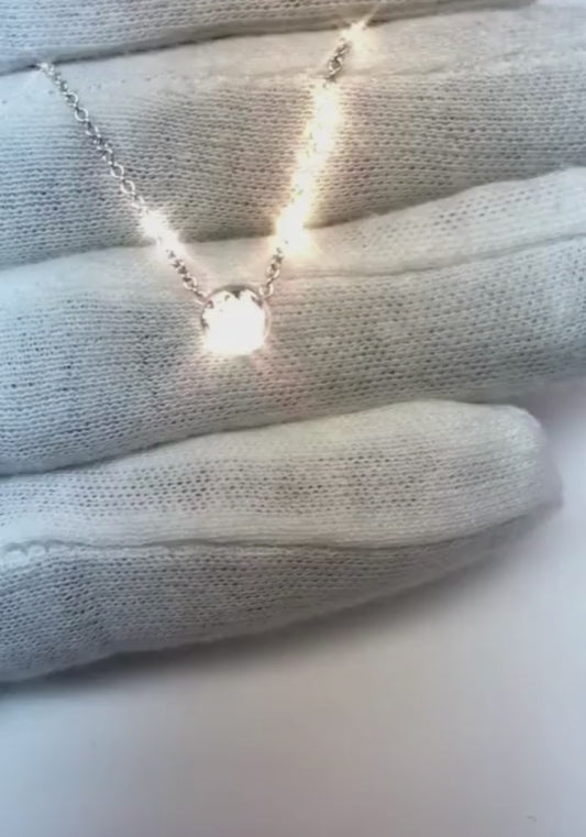 0,75 Karat runde Diamant-Damen-Anhänger-Halskette aus echtem 14-karätigem Weißgold