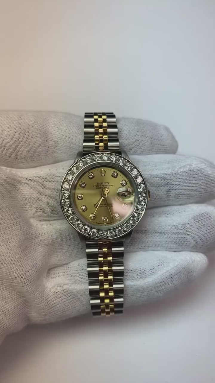 2,50 Karat runde, individuelle Diamantlünette passend für Rolex Datejust Uhr 26 mm