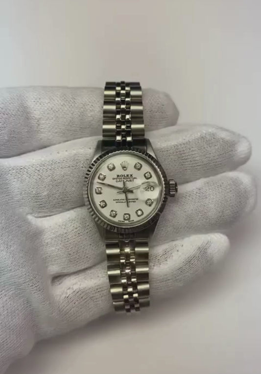 Rolex Date Just Betrachten Jubilee Edelstahl-Armband mit weißem Diamantzifferblatt1