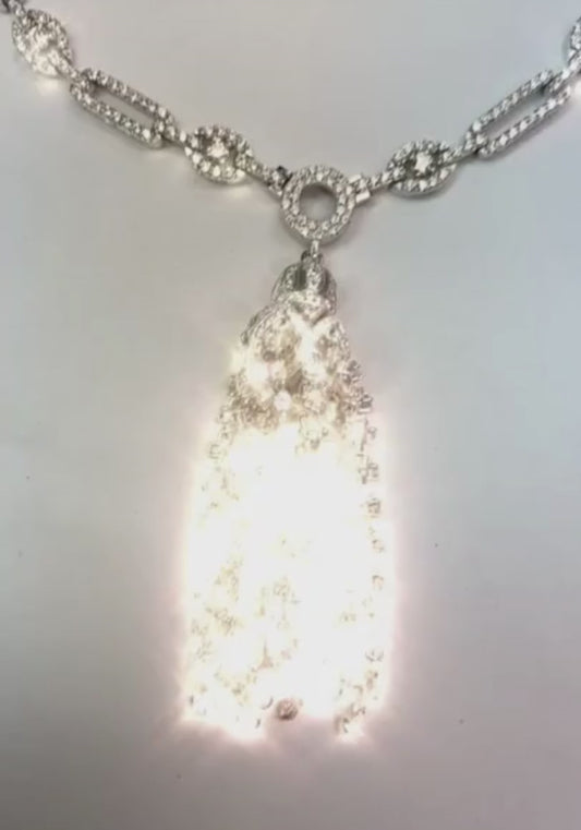 19 Karat kleine Diamant-Kronleuchter-Halskette im Rundschliff Vvs1