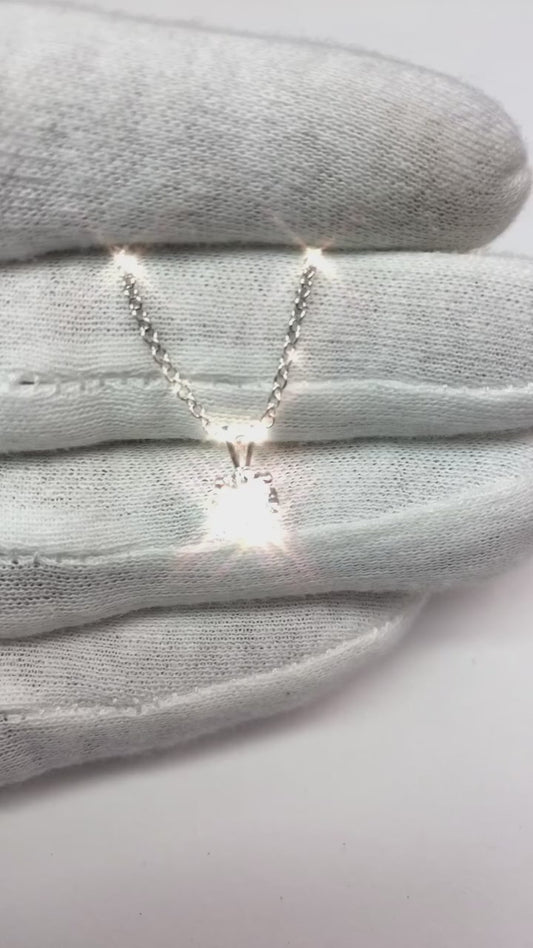 1 Karat runder Solitär-Natürliche Aus der Erde Abgebauter Natürlicher Diamant-Halsketten-Anhänger Weißgold 14K