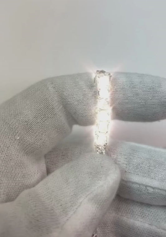 10-karätiges rundes Diamant-Armband-Krappen-Set aus echtem 14-karätigem Weißgold-Schmuck