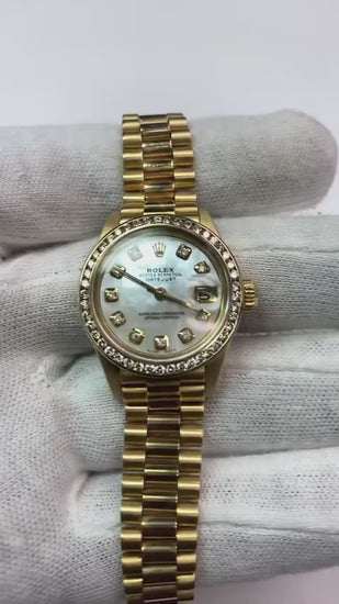 Damenuhr Rolex Präsidentin Datejust mit Diamant-Zifferblatt und Lünette2