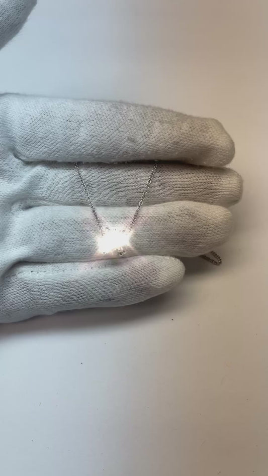 Echt Aus der Erde Abgebauter Natürlicher Diamant-Halskette mit Doppelkralle in Krappenfassung 2 Karat WG 14K