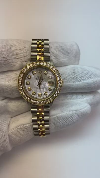 Damenuhr Rolex Datejust aus Edelstahl mit arabischem Zifferblatt und Gelbgold1