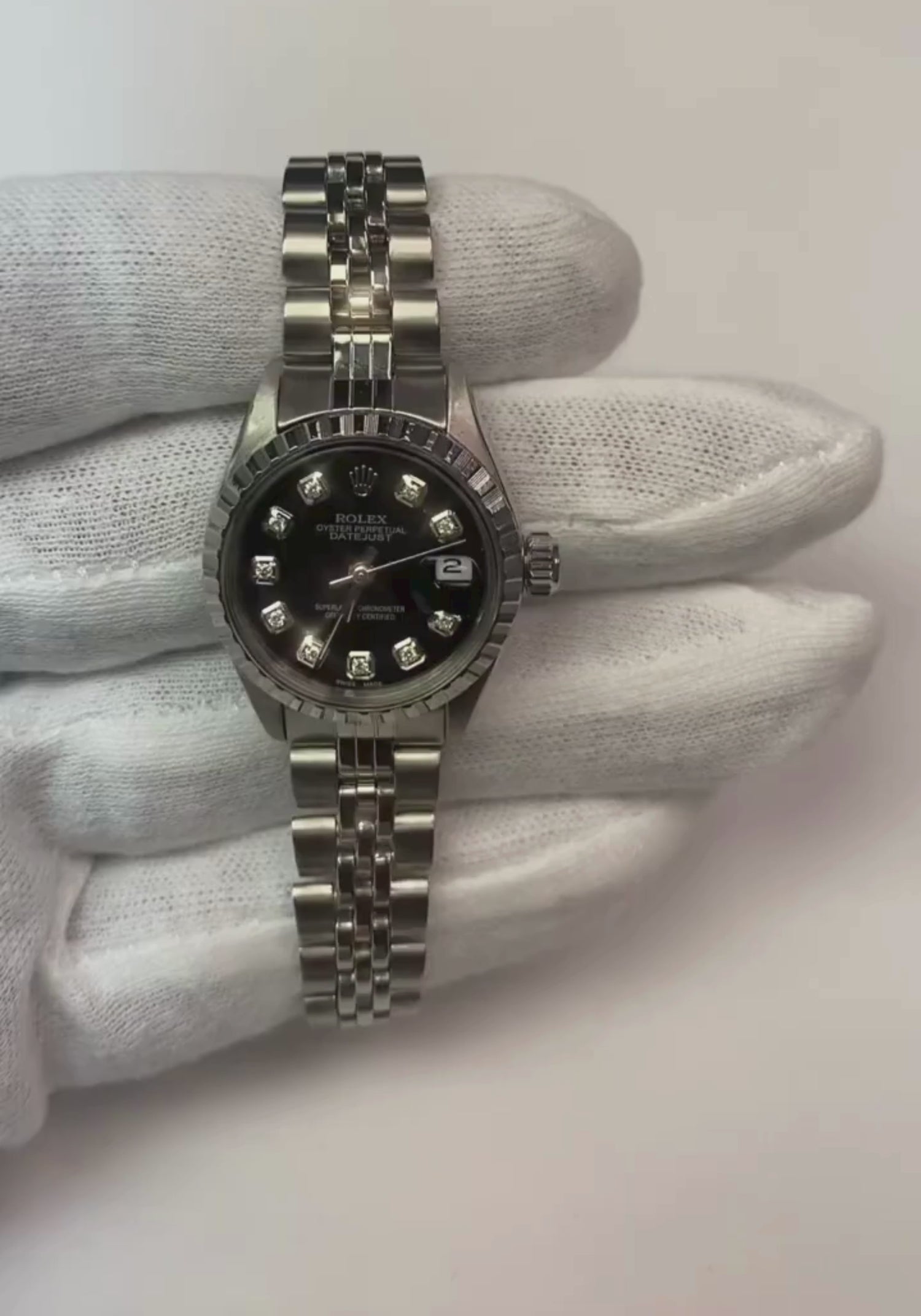 Edelstahl Diamant-Zifferblatt Damenuhr Date Just Rolex