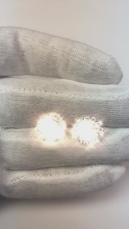 4 Karat funkelnde Echt Diamanten im Brillantschliff Damen Ohrstecker Halo Ohrringe