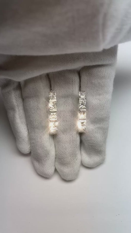 Damen Prinzessinnenschnitt Echt Aus der Erde Abgebauter Natürlicher Diamant Creolen Solid Gold 14K 6 Karat