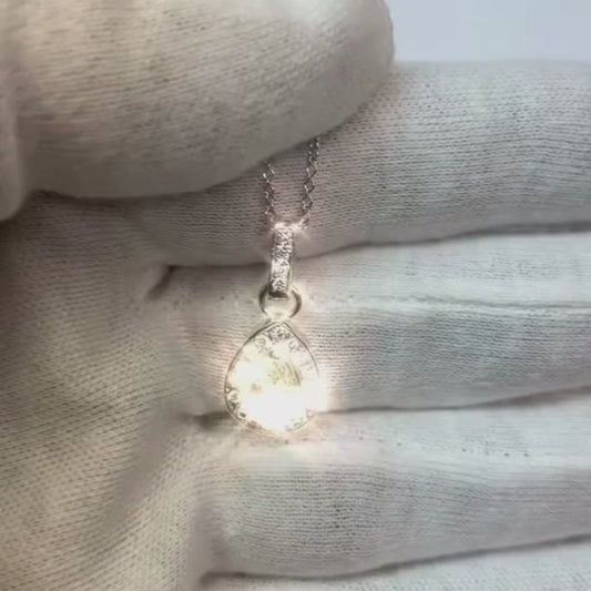 Birne und runder Diamant Halskette Anhänger 1.45 Karat Weißgold 14K