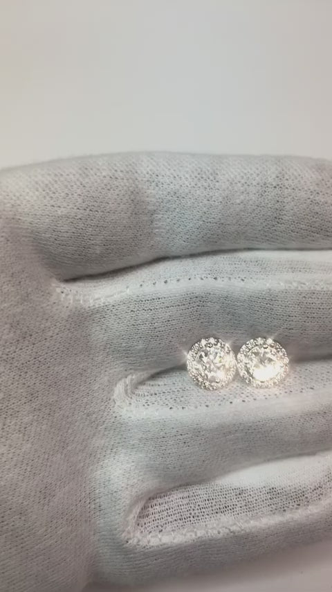 3,60 Karat runder Halo Echt Diamant Ohrstecker Weißgold Schmuck