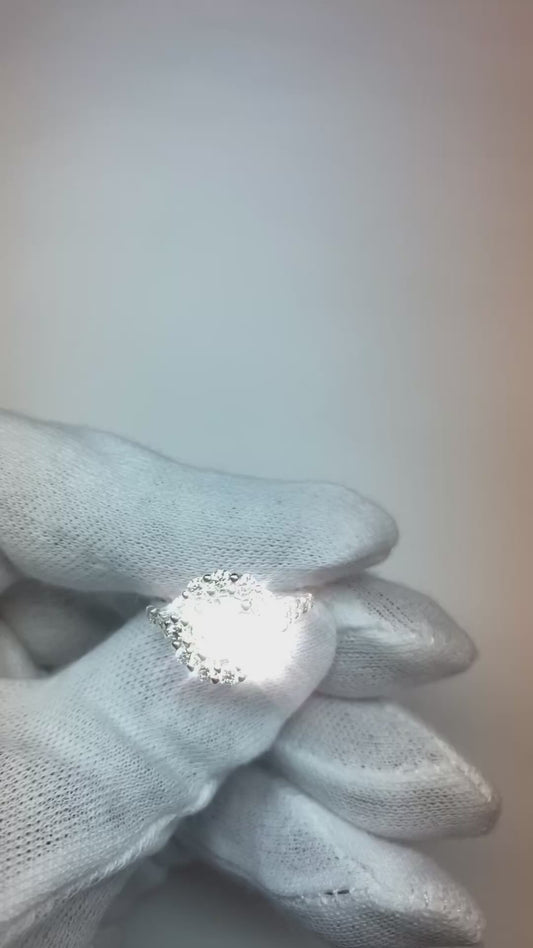 Halo Runder alter Minenschliff Echt Aus der Erde Abgebauter Natürlicher Diamantring Blumenstil Gold 6 Karat