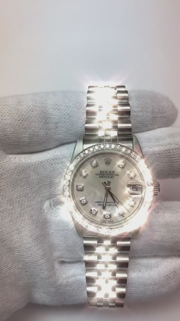 Perlmutt- und Diamantzifferblatt Datejust Rolex