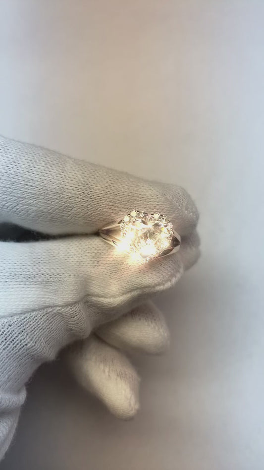 Wunderschöner Halo-Ring mit 2 Karat Echt Aus der Erde Abgebauter Natürlicher Diamanten und rundem Schliff Weißgold 14K