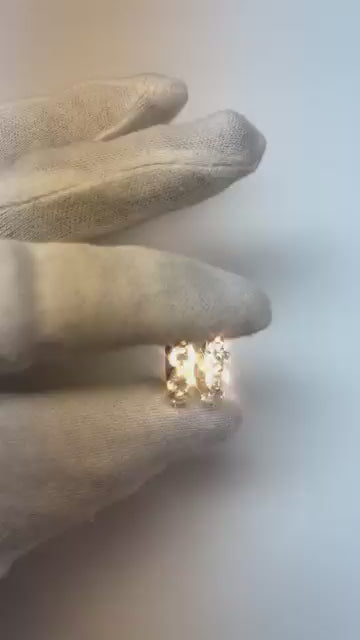 Krappenset 3 Karat funkelnde Echt Aus der Erde Abgebauter Natürlicher Diamanten Lady Creolen YG 14K