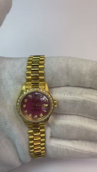 Rolex Präsidentenstil Perlmutt-Diamant-Zifferblattuhr mit goldener Lünette1