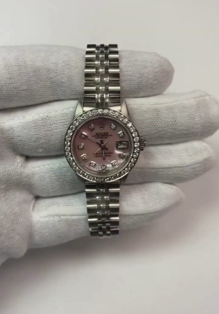 Rolex Datejust Uhr Perlmutt Zifferblatt Diamant Lünette SS