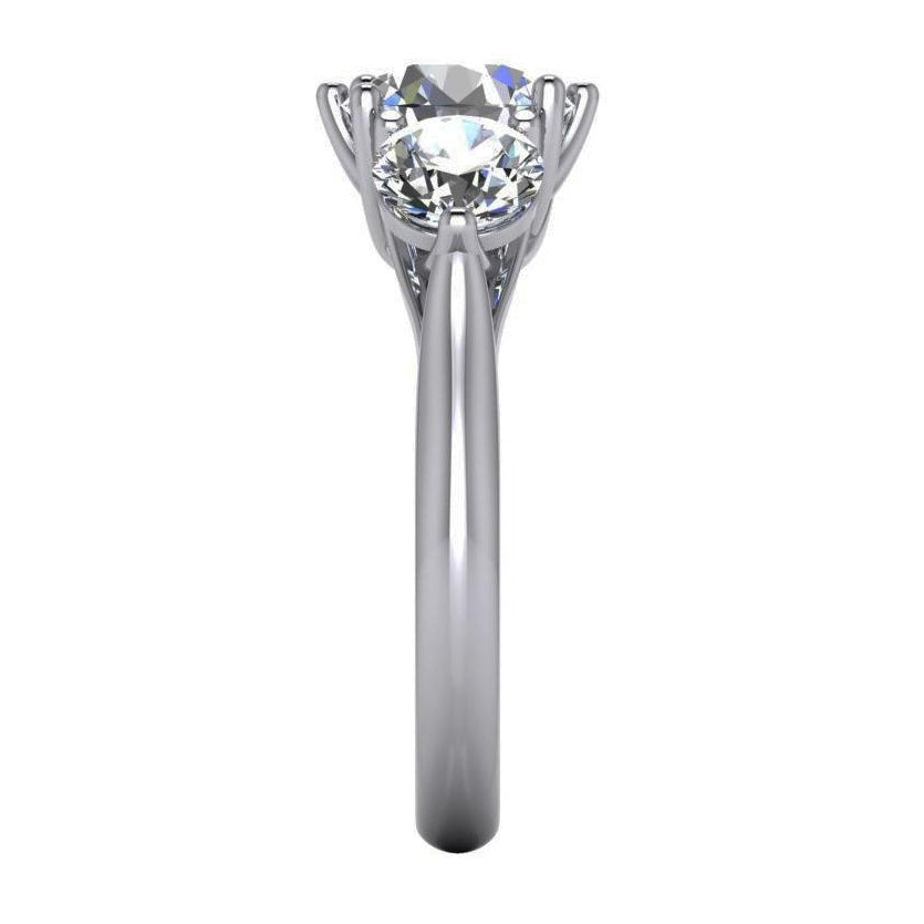Natürlicher Edler Diamant Dreisteinring 4,51 Karat 14 Karat Weißgold – Seitenansicht