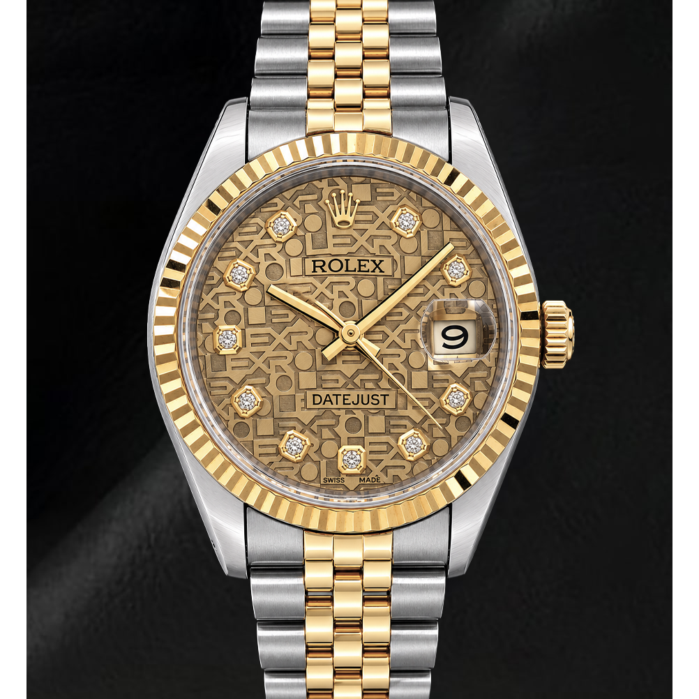 Rolex 16013 Datejust 36 mm Bicolor-Uhr mit champagnerfarbenem Jubilé-Diamantzifferblatt