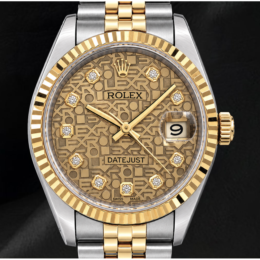 Rolex 16013 Datejust 36 mm Bicolor-Uhr mit champagnerfarbenem Jubilé-Diamantzifferblatt