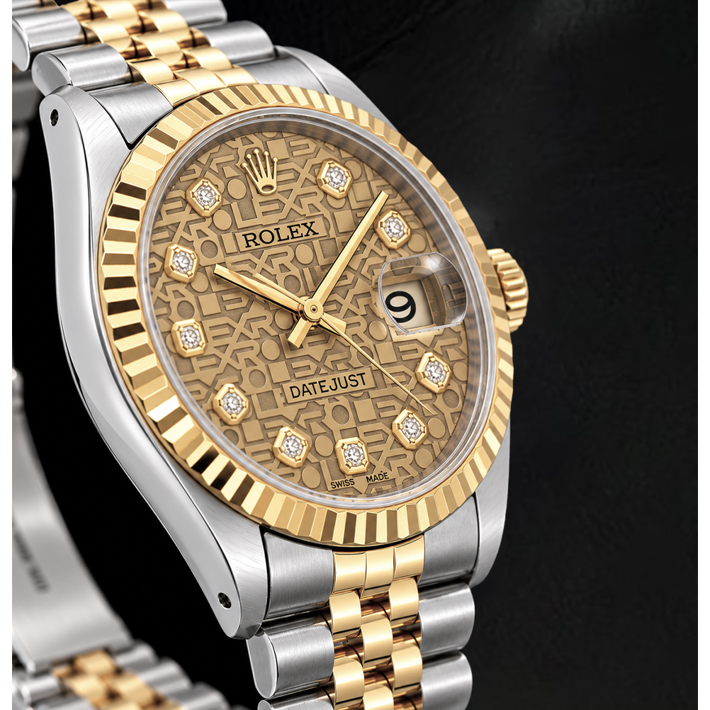Rolex 16013 Datejust 36 mm Bicolor-Uhr mit champagnerfarbenem Jubilé-Diamantzifferblatt