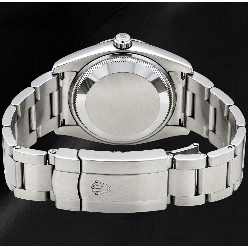Rolex Air-King 34 mm 114200 Edelstahluhr, silbernes Zifferblatt mit römischen Ziffern, Oyster-Armband