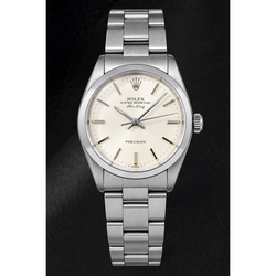 Rolex Air-King 5500 34 mm silbernes Zifferblatt mit Stabindizes Edelstahl Uhr