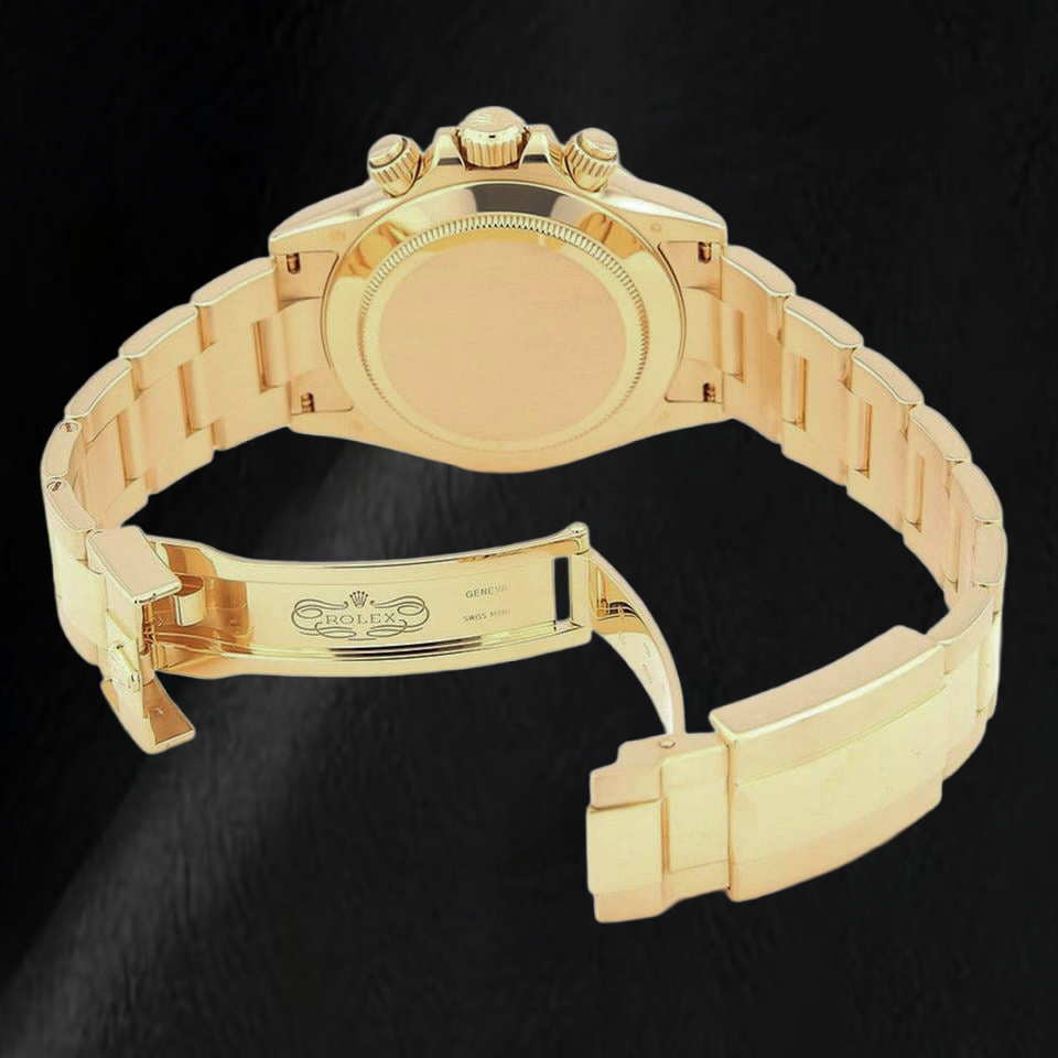 Rolex Cosmograph Daytona 116508 40 mm Gelbgold Uhr mit schwarzem Perlmutt-Zifferblatt