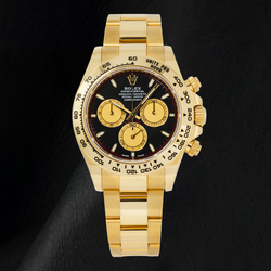 Rolex Cosmograph Daytona 126508 40 mm Gelbgold-Uhr mit schwarzem Zifferblatt
