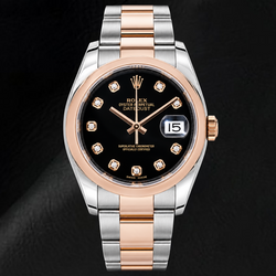 Rolex Datejust 116201 36 mm Schwarzes Diamantzifferblatt Bicolor Uhr