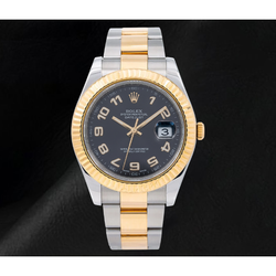 Rolex Datejust 116333 41 mm Bicolor-Uhr mit schwarzem arabischem Zifferblatt