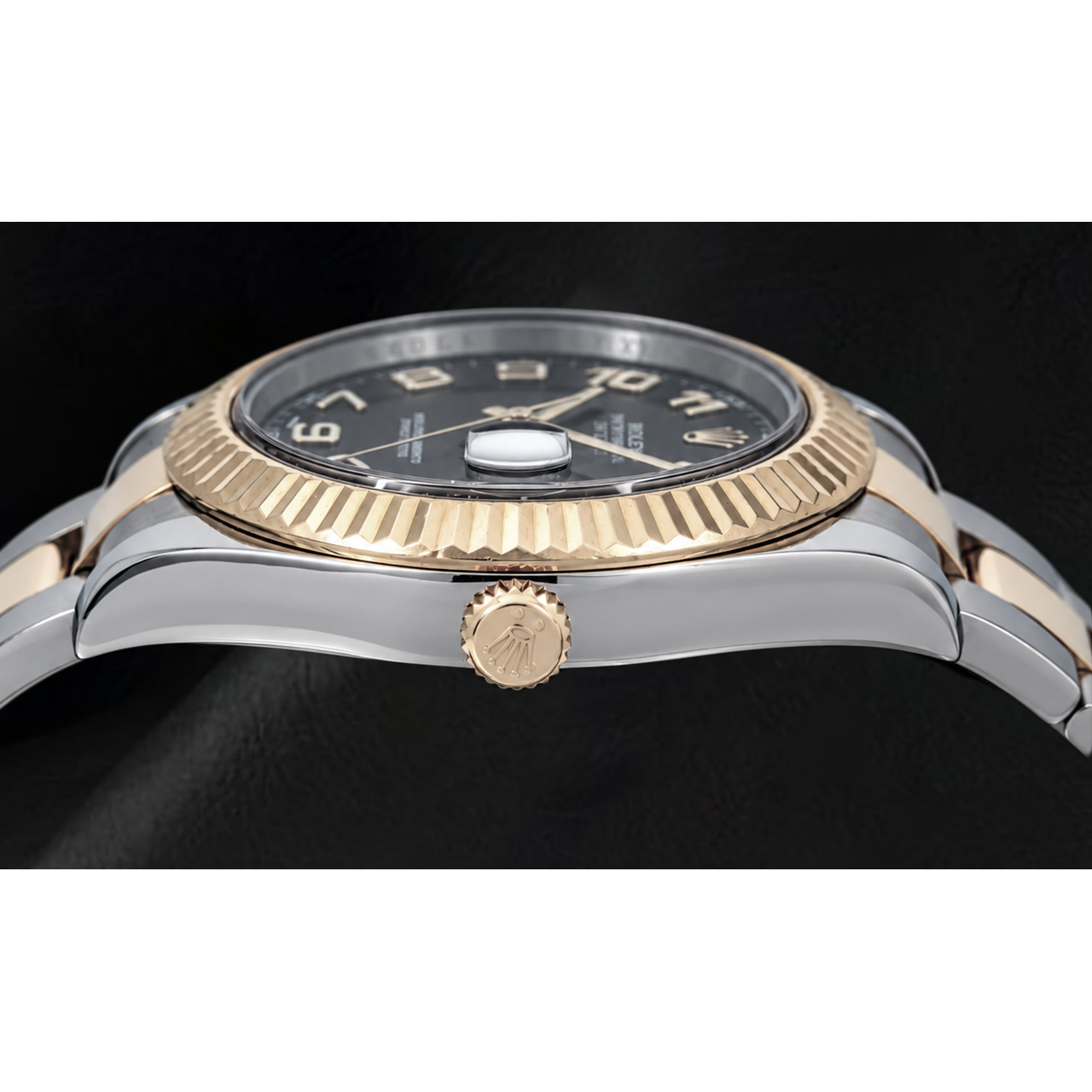 Rolex Datejust 116333 41 mm Bicolor-Uhr mit schwarzem arabischem Zifferblatt