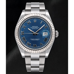 Rolex Datejust 116334 41 mm Uhr aus Gold und Edelstahl mit blauem römischen Zifferblatt
