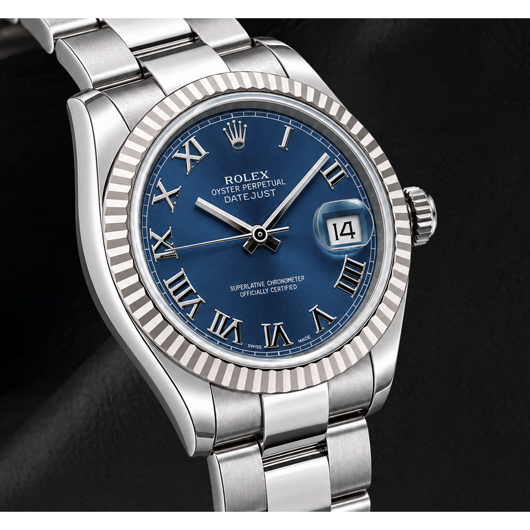 Rolex Datejust 116334 41 mm Uhr aus Gold und Edelstahl mit blauem römischen Zifferblatt