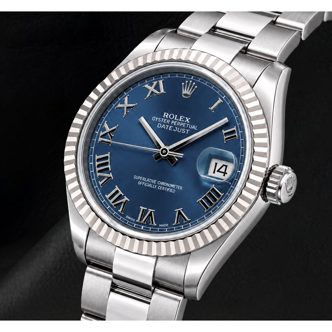 Rolex Datejust 116334 41 mm Uhr aus Gold und Edelstahl mit blauem römischen Zifferblatt