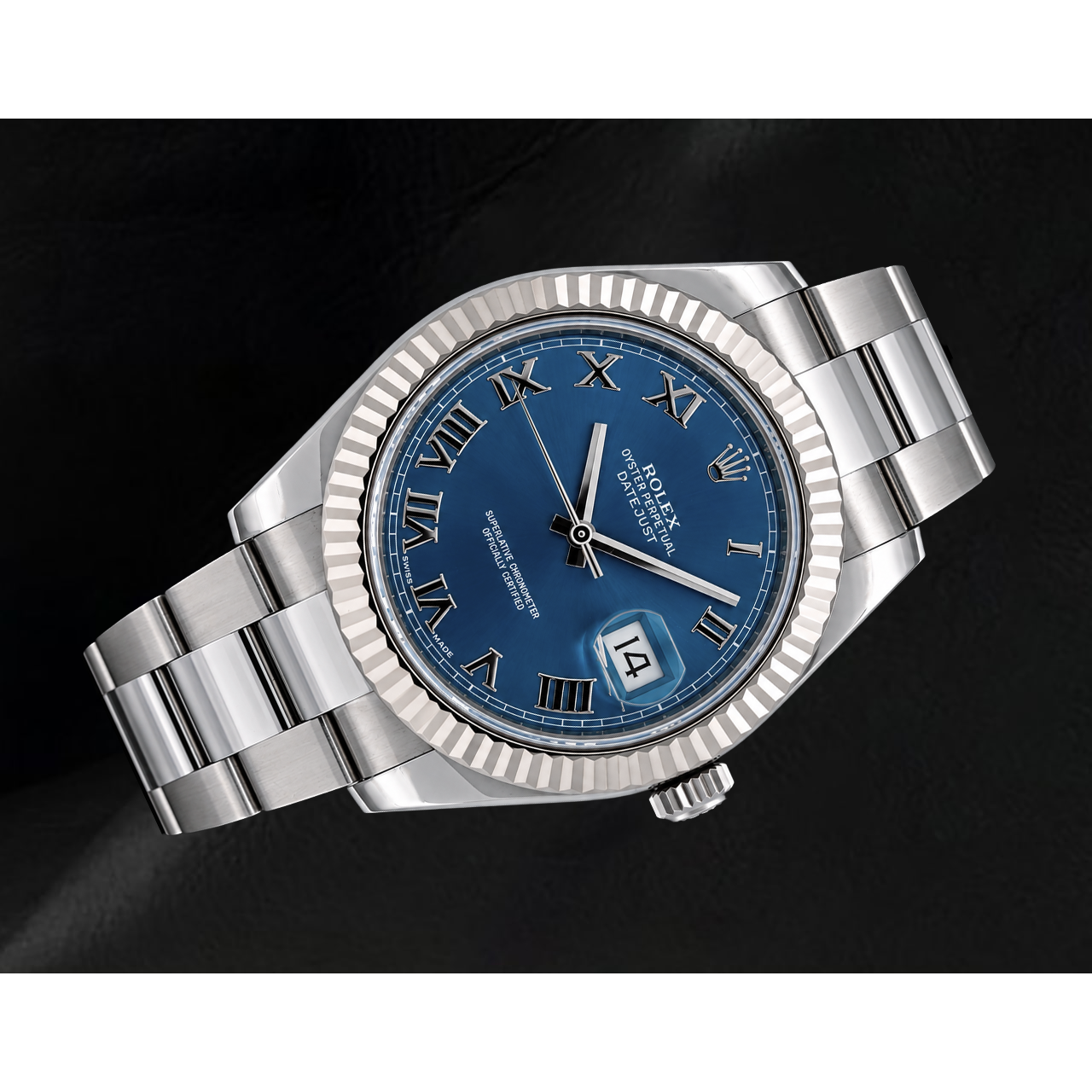 Rolex Datejust 116334 41 mm Uhr aus Gold und Edelstahl mit blauem römischen Zifferblatt