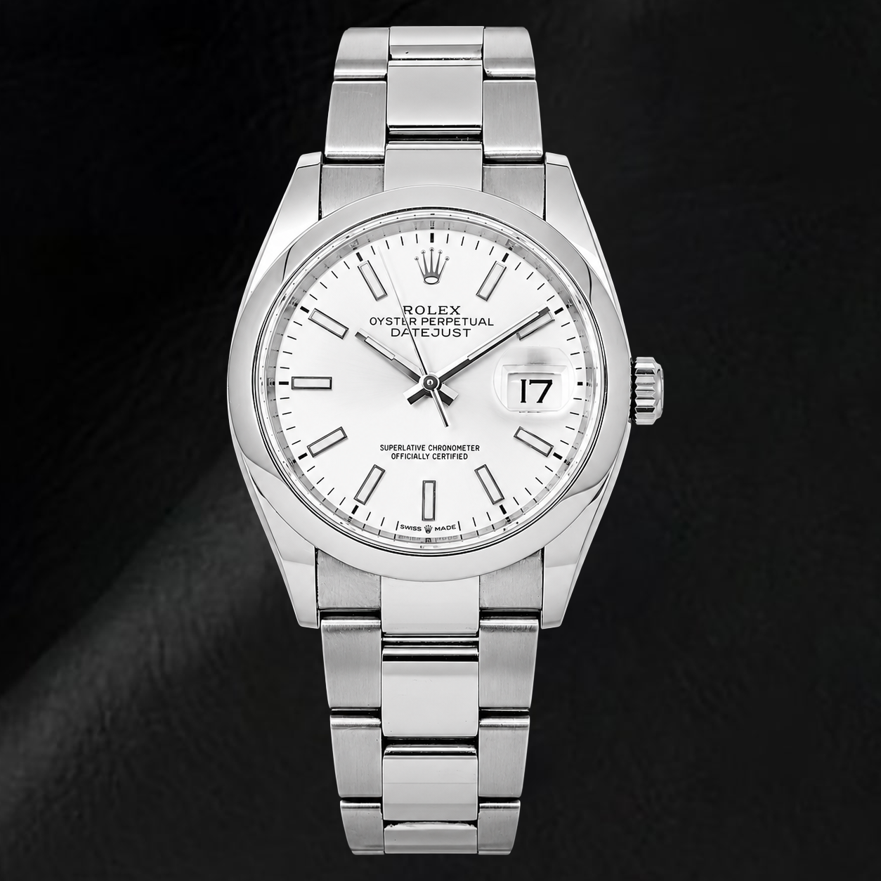 Rolex Datejust 126200 36 mm Edelstahl-Armbanduhr mit silbernem Leuchtzifferblatt